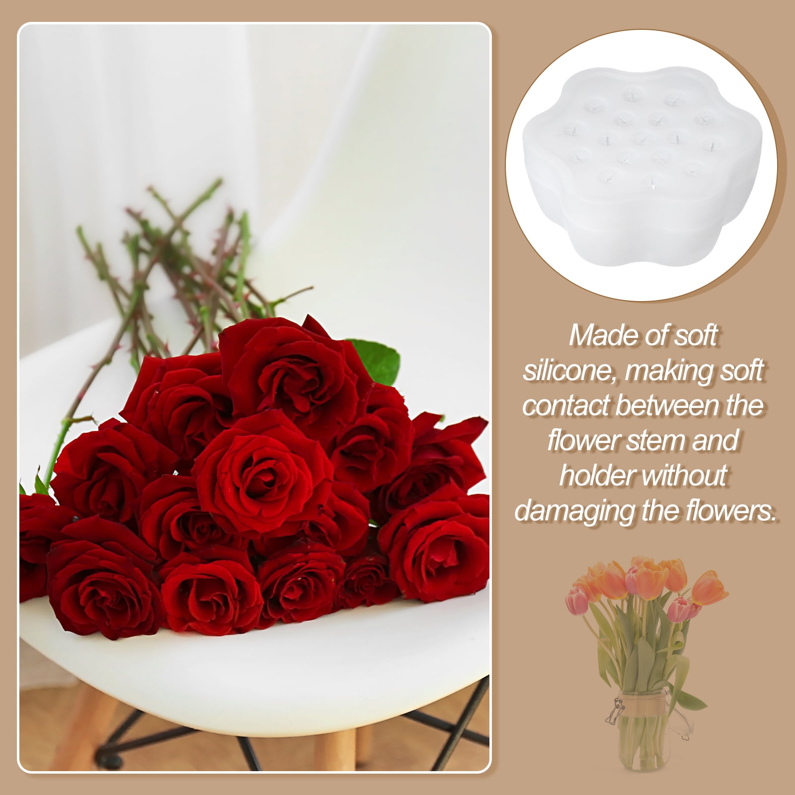 Stem Holder Silicone Flower Stem Holder Spiral Ikebana Large Small Flower Arranger Twist DIY Bouquet Translucent