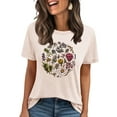 thumbnail image 3 of Pxxlle Floral Graphic Tees for Women Cotton Short Sleeve Going Out Tshirts Loose Fit Round Neck T Shirts Fashion Summer Beach Vacation Tops (Beige XL), 3 of 5