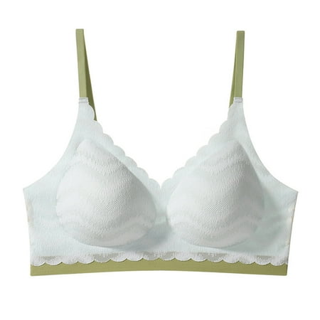 Mrasaso Big Sales! Built in Bra Tank Tops for Women Women Nylon Bra Fashion Women s Gradient Color Lace Wavy Wireless Fixed Cup Gathering Bra(1pc Underwear) Sky Blue|M