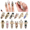 thumbnail image 1 of Nail Ring Adjustable Rhinestone Embedded Fashion Jewelry Nail Protection Crown Bowknot Flower Opening Ring for Party, 1 of 8