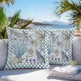thumbnail image 4 of Outdoor Pillow Cover Ocean Starfish Coral Set of 2 Waterproof Throw Pillowcases Shell Octopus Buffalo Plaid Blue Decorative Patio Furniture Pillows for Couch Garden Indoor & Outdoor Use, 4 of 9