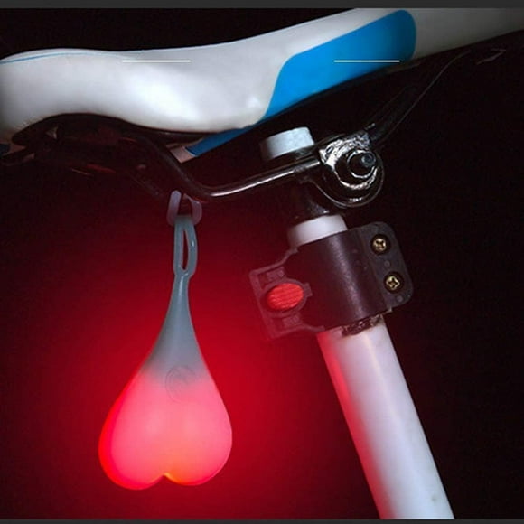 (Red)Heart-Shaped Light Silicone Balls Bike Bicycle Taillight LED Hazard Lights Night Waterproof Rental Seat Egg Lamp