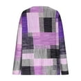 thumbnail image 3 of Womens Casual Cardigans Plaid Printed Color Block Trendy Lightweight Open Front Outwear Long Sleeve Blouses (2XL, Purple), 3 of 6