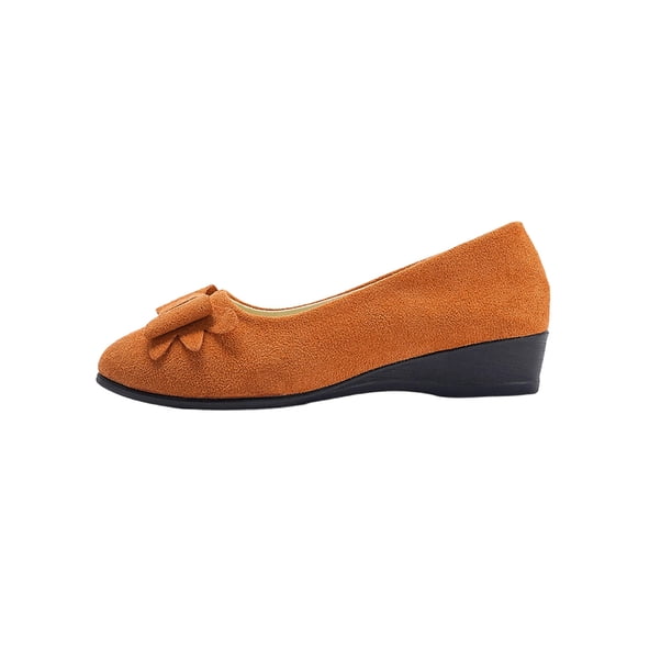 Zapatos de Verano Casuales para las Mujeres Versátiles de Moda de Tamaño Grande Tacón de Cuña Boca Poco Profunda Bowknot Zapatos de Cabeza Redonda Zapatos de Cuña Baja para las Mujeres