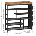 thumbnail image 3 of BNHHYYDS Metal Shoe Rack Entryway - 6 Tier 22 Pair Shoe Organizer - Wooden Top & Side Pockets - Black, 3 of 7