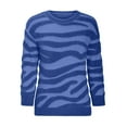 thumbnail image 6 of ALLLIST Fall Women's Sweaters Pullover Blue Long Sleeve Tiger Stripe Raglan Sweater Teen, 6 of 6