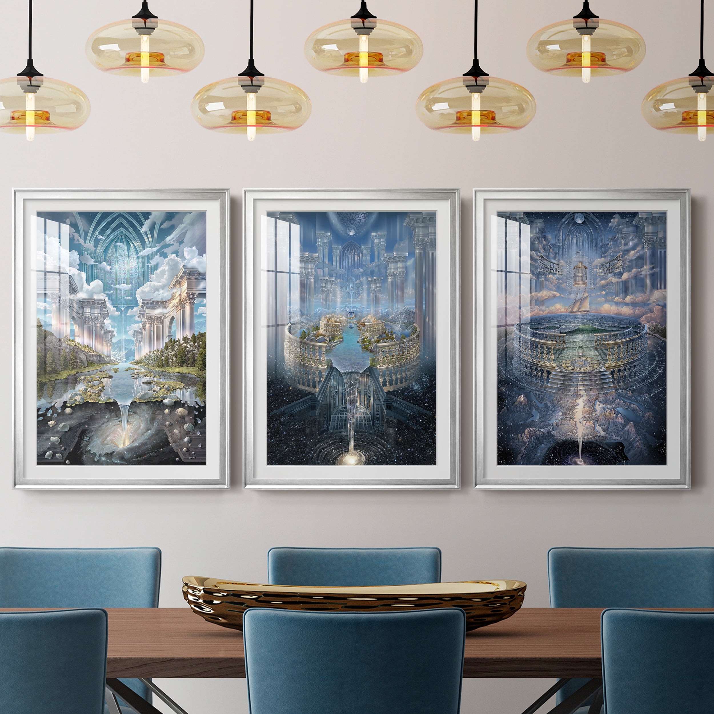 Genesis II Premium Framed Prints Set of 3 - Ready to Hang - 30.5 x 42.5 Each - Silver Frame