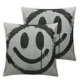 thumbnail image 2 of COMIO Throw Pillow Cover Spray Graffiti Emoticon Wink Face Sprayed in Black on White Paint Home Decorative Square Pillow Case for Men Women Bedroom Living Room Cushion Cover 2 pcs White, 2 of 6