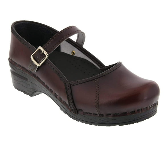 BJORK Marcella Mary Jane Leather Clogs (Bordeaux Cabrio, EU-36)