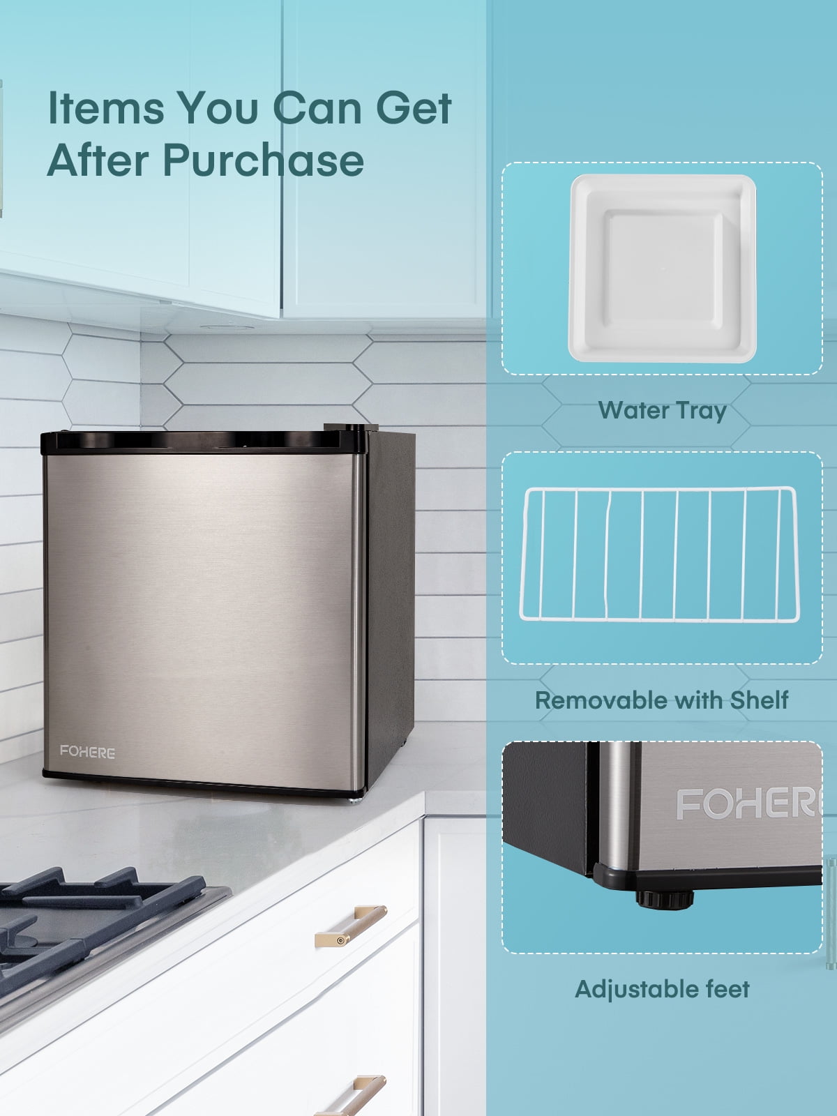 1.6 Cu.ft Fridge with Freezer, Small Fridge for Bedroom , Stainless Steel