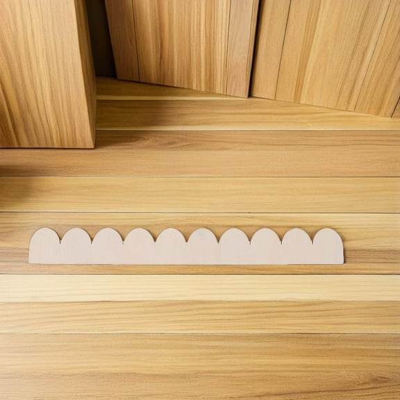 OUNONA 6Pcs Decorative Beige Scalloped Wood Trim For Walls Unfinished Cabinet Edge Moulding Diy Lovers