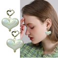 thumbnail image 2 of Pendientes de corazón para mujer, aretes de amor grandes blancos, joyería para ella, mamá y amigos, 2 of 5