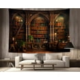 thumbnail image 5 of Medieval Tapestry Vintage Bookshelf Tapestry Wall Hanging Library Tapestries, Old Books for Decor Study Room Victorian Bedroom Living Room Large Bookcase Zoom Video Backdrop Background 90x70in, 5 of 6