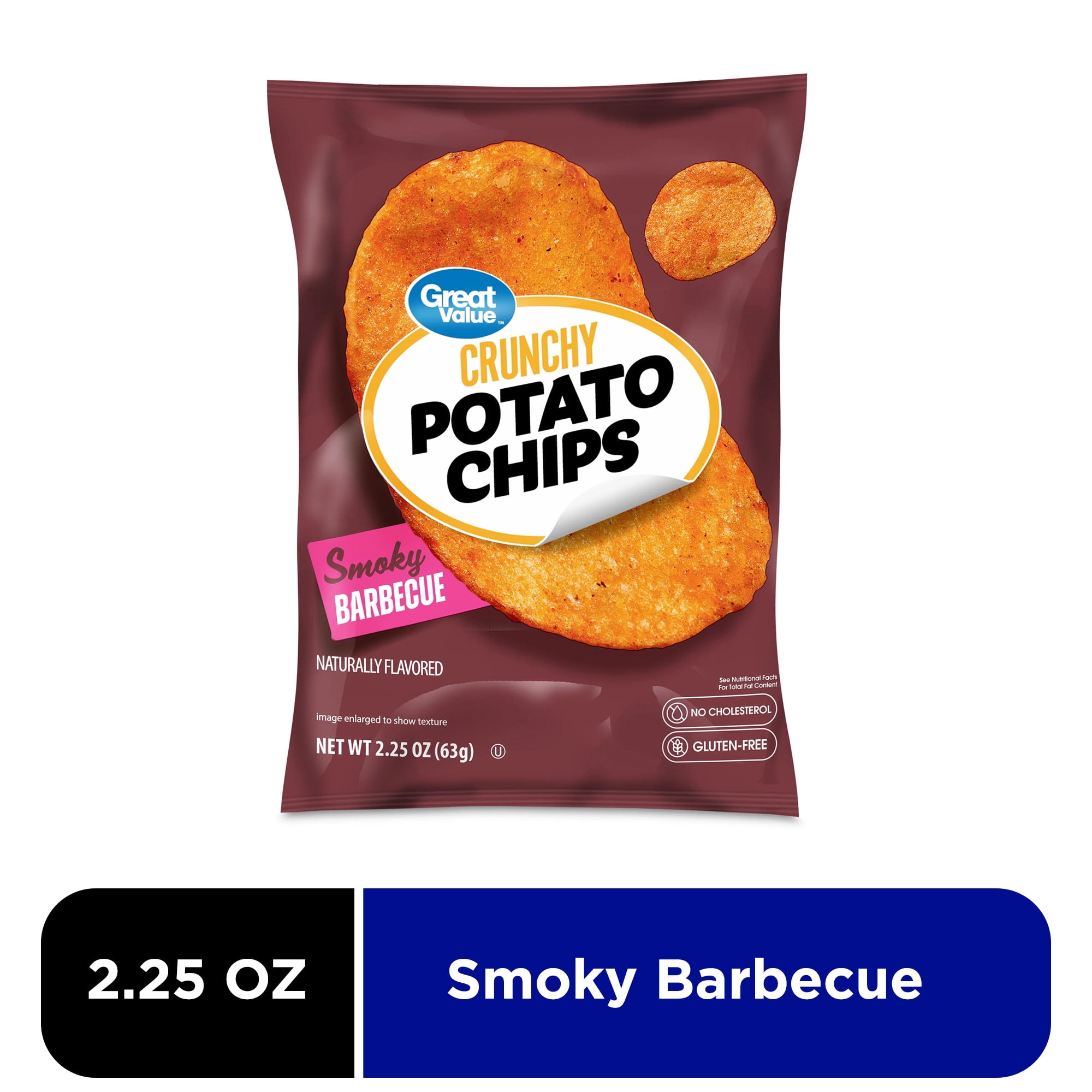 Great Value BBQ Potato Chips, 2.25oz
