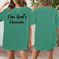 thumbnail image 4 of Ankishi Christian T-Shirts for Women I'm God's Favorite Short Sleeve Crewneck Religious Graphic Tee for Travel, 4 of 6