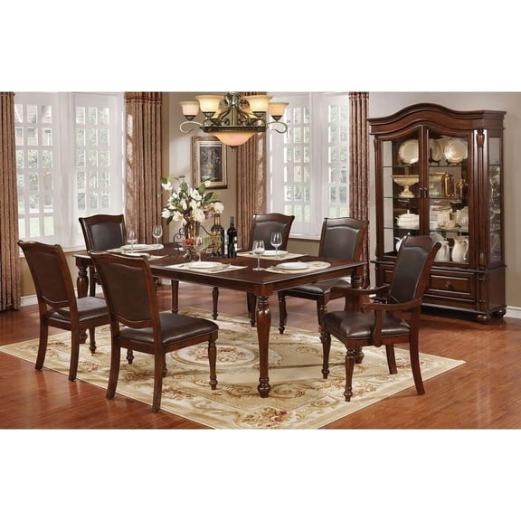 Brown Cherry Majestic Traditional 7pc Dining Set Dining Table 2x Arm Chairs 4x Side Chairs Dining Room Furniture
