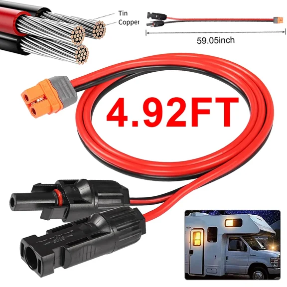 Solar Charge Cable Connector Extension To Xt60I(2 1) Female Adapter 1.5M 12Awg