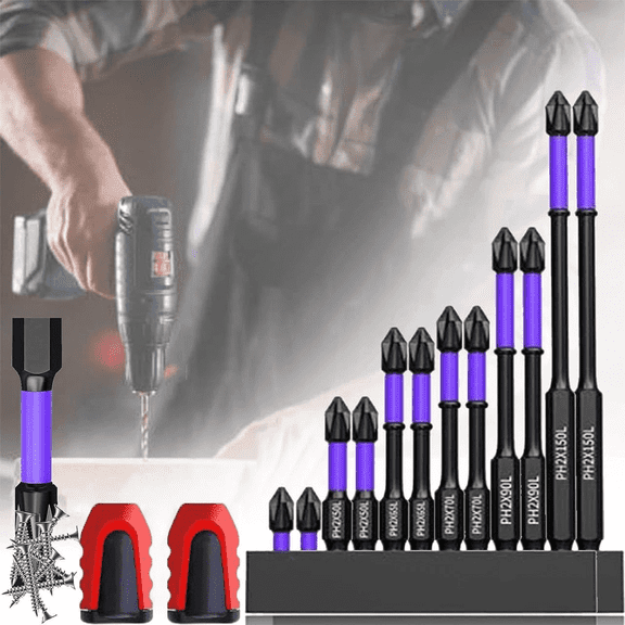 Vidonio 14PCS High Magnetic Impact Driver Bit Set, Anti-Slip S2 Steel Screwdriver Bits for Power Drill, Durable Home Improvement & Outdoor Repair Kit