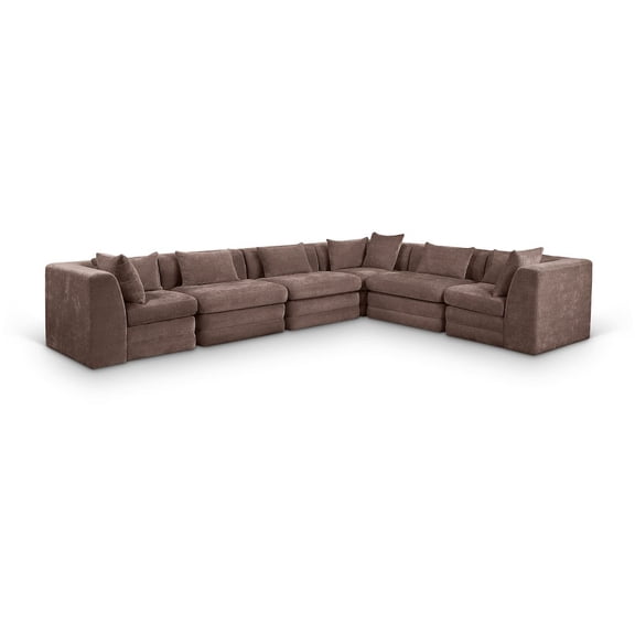 Meridian Furniture Stellar 152" Brown Chenille Fabric 6Pc. Modular Sectional