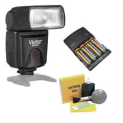 Pentax K-r Bounce, Zoom & Swivel Head Flash + High Powered AC Rapid Charger With 4AA 2900 Mah Batteries + Nwv Direct 5 Piece Cleaning Kit