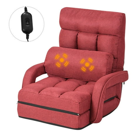Gymax Red Folding Lazy Sofa Floor Chair Sofa Lounger Bed With