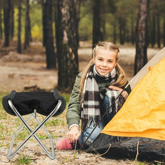 LULULION Outdoor Folding Chair Black Stainless Steel 1Pack