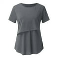 thumbnail image 4 of Dezsed Casual Maternity Clothes Women's Nursing Tops For Breastfeeding Tee Shirts Solid Color Soft Double Layer Short Sleeve Pregnancy T Shirt Summer, 4 of 5