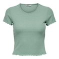 thumbnail image 1 of ONLY Camiseta de mujer - ONLEMMA SHORT TOP, cuello redondo, cropped, acanalada, lisa Verde claro XL (X-Large), 1 of 6