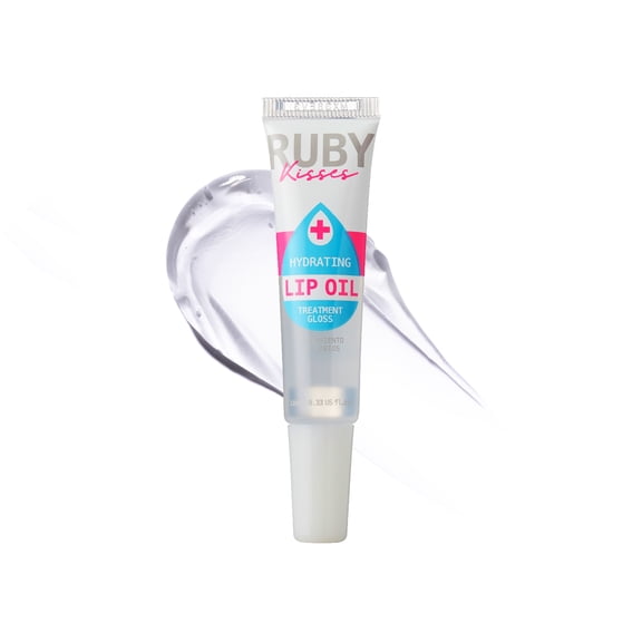 Ruby Kisses Hydrating Clear Lip Oil Treatment Gloss, Hydrates & Heals with Vitamin E & Jojoba, Lightweight Non-Greasy Formula with Almond Oil, Repair & Protect Dry Chapped Lips (1 Pack)