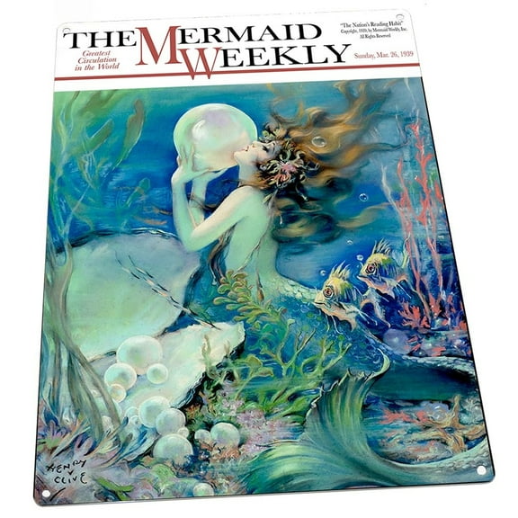Mermaid Weekly 9"x12" Metal Sign, Wall Decor for Beach House or Coastal Home