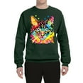 thumbnail image 2 of Wild Bobby Dean Russo Colorful Blue Eyes Cat Cat Lover Unisex Crewneck Graphic Sweatshirt, Forest Green, Small, 2 of 5