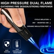 Fankiway Scorch Torch Lighter, Windproof Straight Torch Blue Flame Lighter Butane Torch Turbine Torcher Inflatable Gas Windproof Lighter Refillable Butane Lighter For Outdoor BBQ Baking
