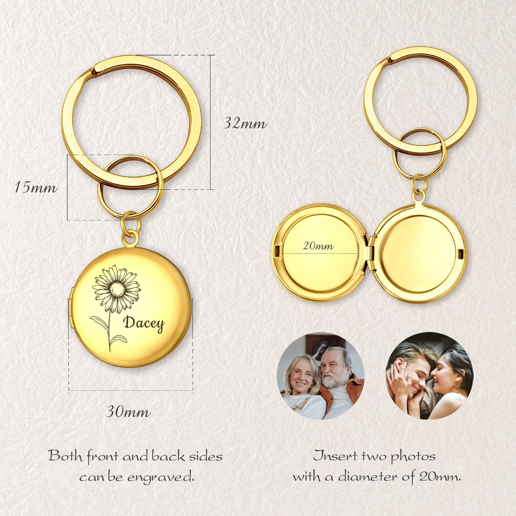 Anavia Custom Flower and Name Keychain Gifts for Women Graduation Birthday Gift for Girls Mom Christmas Wedding Valentine's Day Gifts