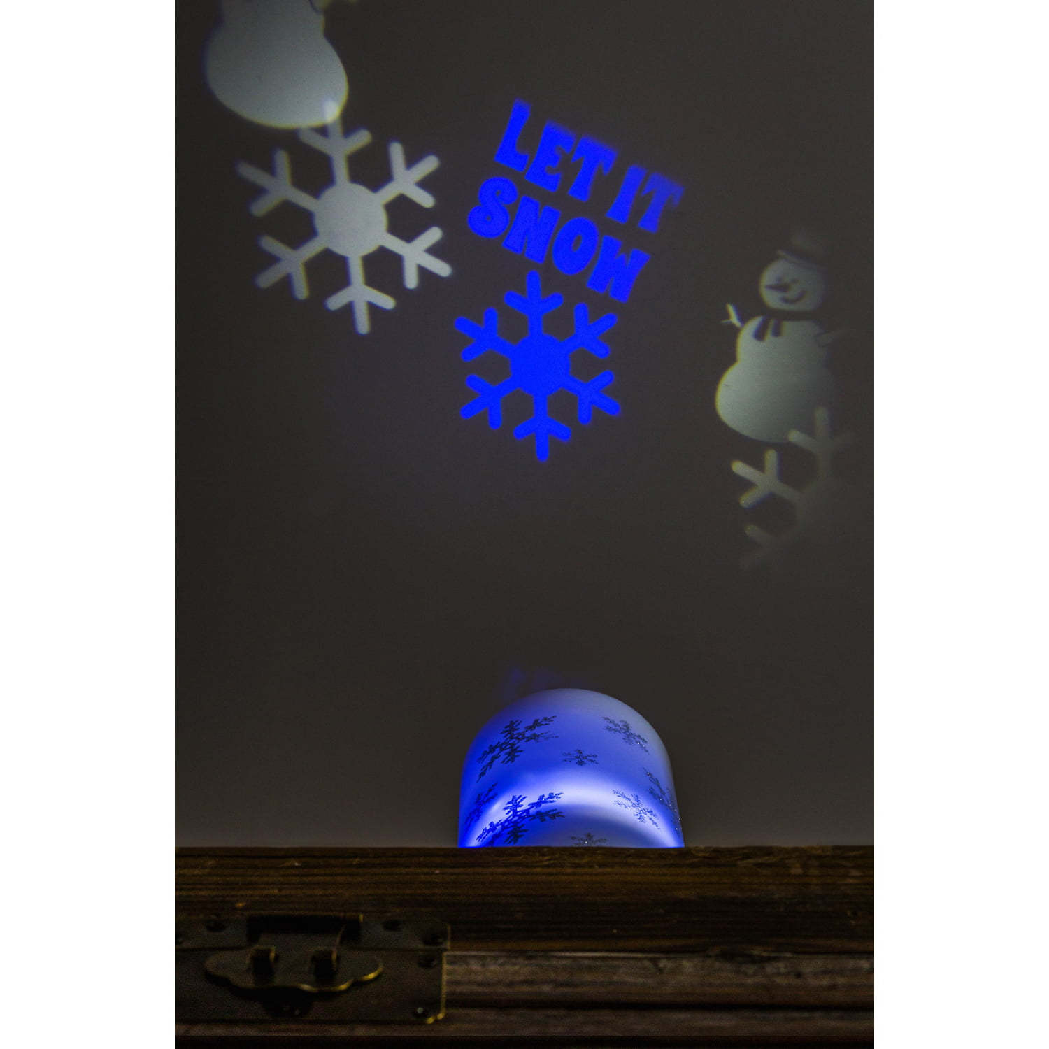 LED Snowflake Pillar Table Decor with Projected Icons