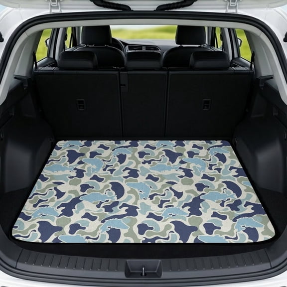 KUIFORTI Fish Camouflage Trunk Liners for Cars 29" x 39" Scratch-Proof Anti-Slip All Weather Trunk Protection Cargo Mat Rear Trunk Line for Daily Driving & Travel Use