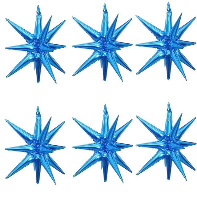 Globos de aluminio ZSYLYTKV Blue Star de 14 puntas y 22 pulgadas, paquete de 6