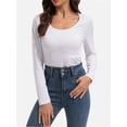 thumbnail image 4 of Womens Long Sleeve Scoop Neck Tops Casual Slim Fitted Basic Shirts, 4 of 5