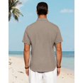 thumbnail image 4 of Camisa J.VER de lino de manga corta con botones para hombre, color caqui, 4XL, 4 of 5