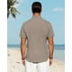 thumbnail image 4 of Camisa J.VER de lino de manga corta con botones para hombre, color caqui, 4XL, 4 of 5