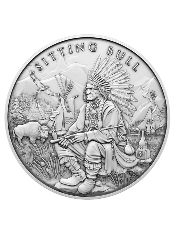 Collectible 1-oz Sitting Bull Design .999 Fine Silver Round