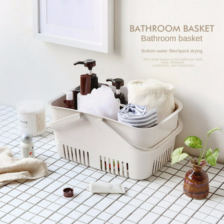 Pretty Comy Plastic Portable Storage Organizer Basket - Bathroom Basket Bin  with Handle for Bathroom, Shower, Dorm Room - Holds Hand Soap, Body Wash,  Shampoo, Conditioner, Lotion 