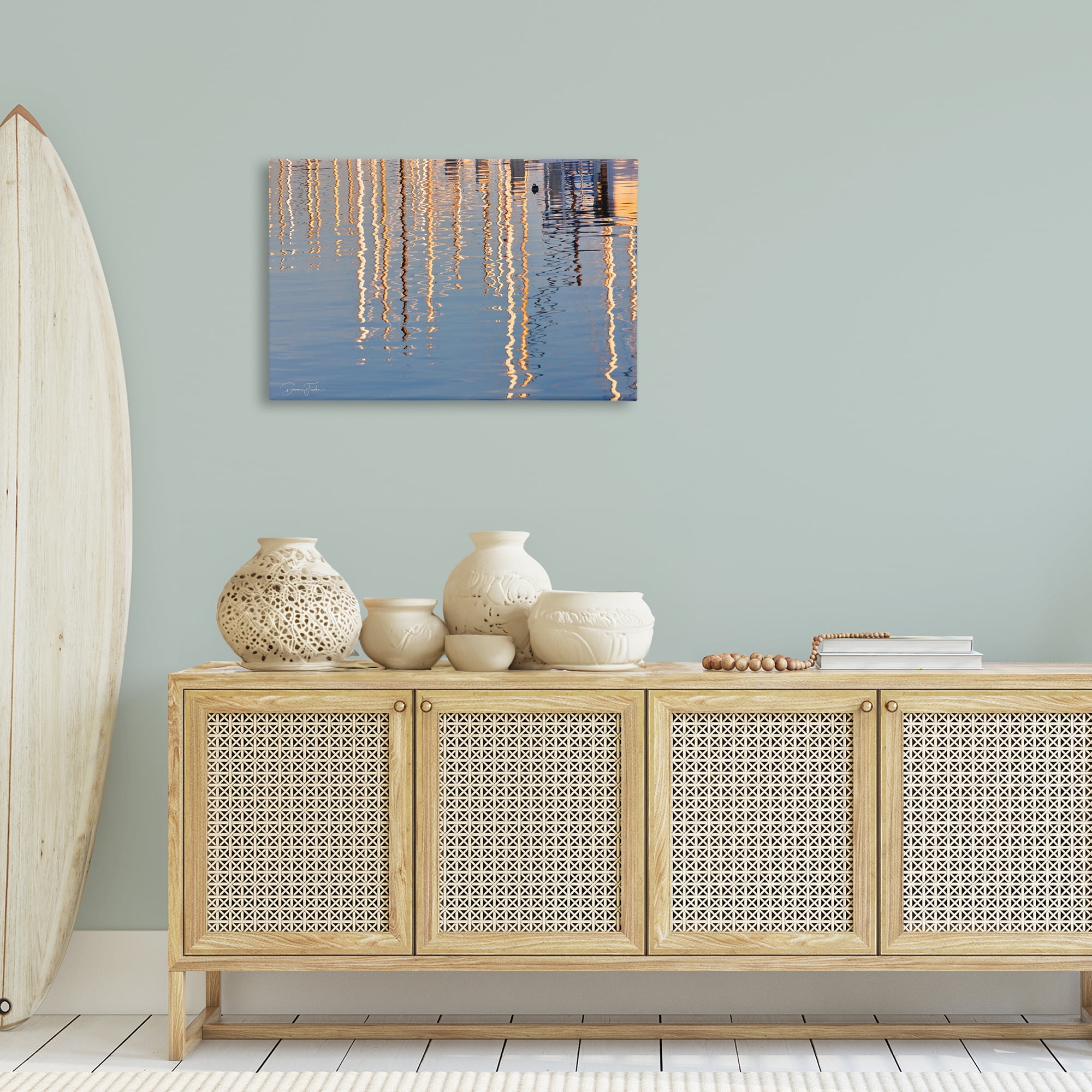 Stupell Industries Beach Post Reflections Coastal Photography Gallery Wrapped Canvas Art Print Wall Art, 30 x 20