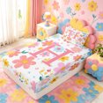 thumbnail image 4 of meiyoeat Cute Floral Initial Print Twin Sheet Sets For Girls,Multicolor Flowers Monogrammed H Letter Bedding For Kids,3-Piece, 4 of 6