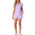 thumbnail image 2 of Conjunto de lounge de punto waffle para mujer INSPIRE CHIC de 2 piezas, traje deportivo con bolsillos, 2XL, púrpura, 2 of 5