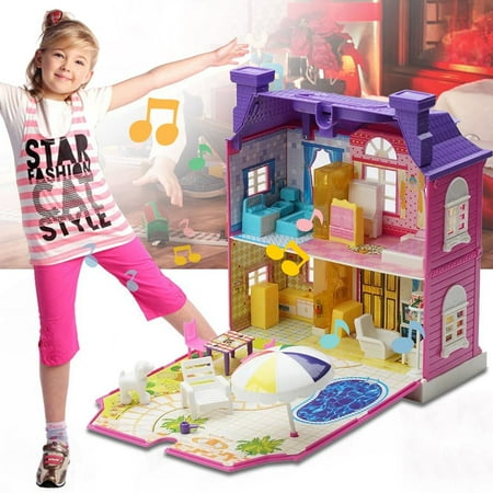 Creative Movement Music - Dollhouse Miniature with Furniture, DIY Dollhouse Kit with Light and Music Movement, Creative Room for Christmas Gifts Idea