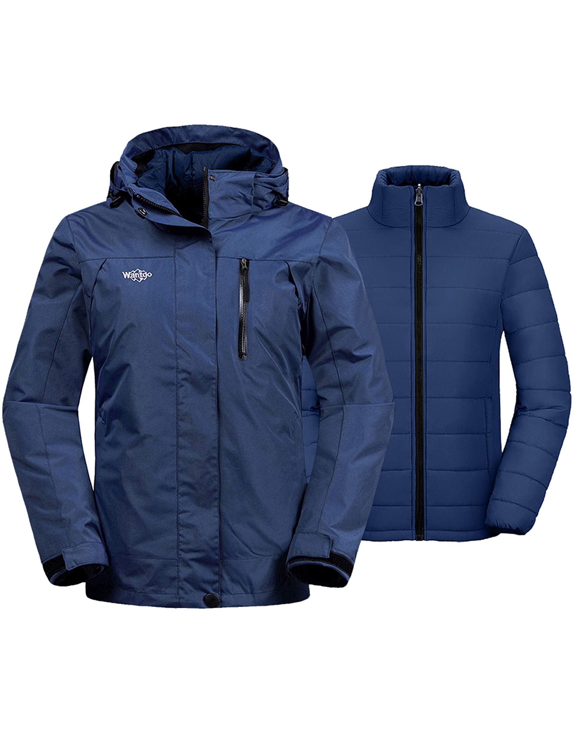 Wantdo Women's Ski Jacket Fleece Lining Winter Coat with Detachable Hood
