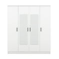 thumbnail image 4 of Plywood Wardrobe Closet with 3 Top Cabinet and Storage Drawer, 4-Door Wardrobe with MIrror for Bedroom, White, 4 of 7