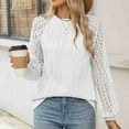 thumbnail image 4 of ATOYSOY Women's Long Sleeve Tees Fall Winter Loose Lace Raglan Tops Outwear Crew Neck Sweatshirts Casual Elegant Shirts Solid Color Pullover Fashion White M, 4 of 8
