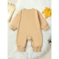 thumbnail image 4 of Wassery Baby Boys Girl Fall Long Sleeve Round Neck Solid Color Front Pocket Rompers Bodysuit Jumpsuits 3M 6M 12M 18M Newborn Playsuits, 4 of 9