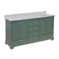 thumbnail image 2 of Harper 72" Double Bathroom Vanity with Sage Green Cabinet and Carrara Marble Top, 2 of 6